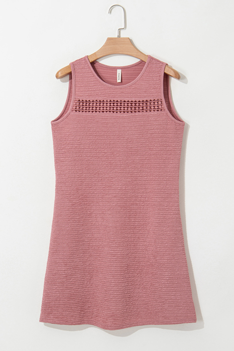 Textured Lace Cutout Sleeveless Mini Dress | S-XL