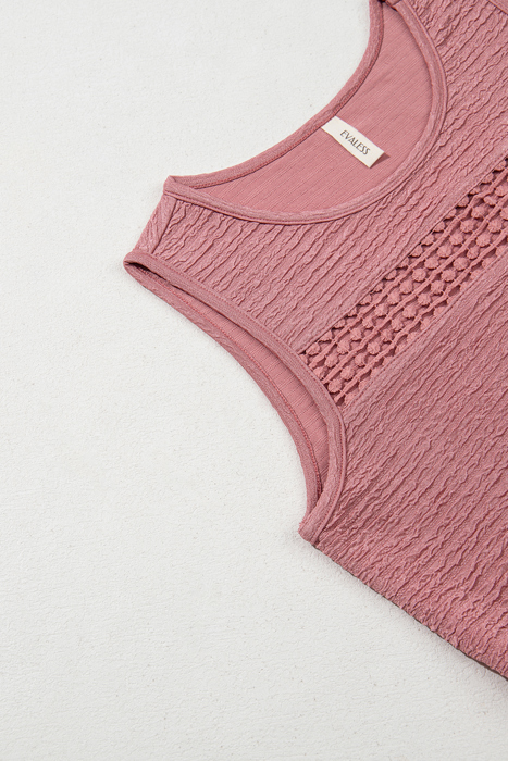 Textured Lace Cutout Sleeveless Mini Dress | S-XL