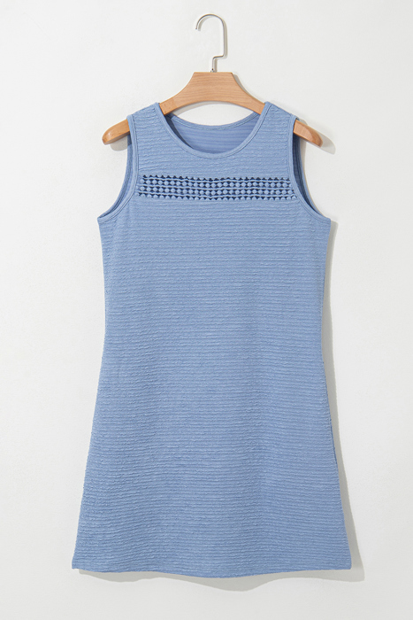 Textured Lace Cutout Sleeveless Mini Dress | S-XL