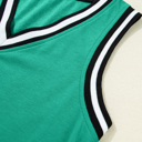  Contrast Trim V Neck Shift Sleeveless Mini Dress