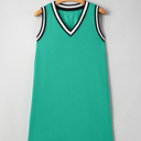  Contrast Trim V Neck Shift Sleeveless Mini Dress