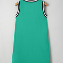  Contrast Trim V Neck Shift Sleeveless Mini Dress