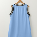  Contrast Trim V Neck Shift Sleeveless Mini Dress