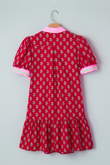 Petal Print Charm Mini Dress with Pockets | S-XL