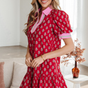  Petal Print Charm Mini Dress with Pockets | S-XL