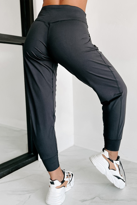 High Waist Pocketed Joggers With Exposed Seam | S-XL