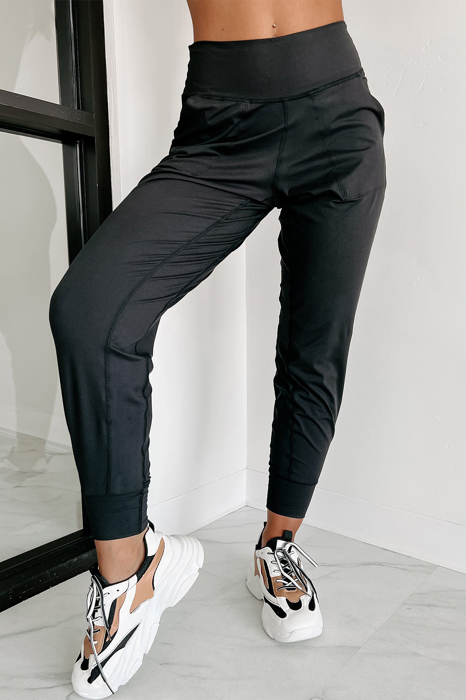 High Waist Pocketed Joggers With Exposed Seam | S-XL