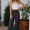  Side Pockets High Waist Wide Leg Lightweight Jeans-Like Pants | S-XXL