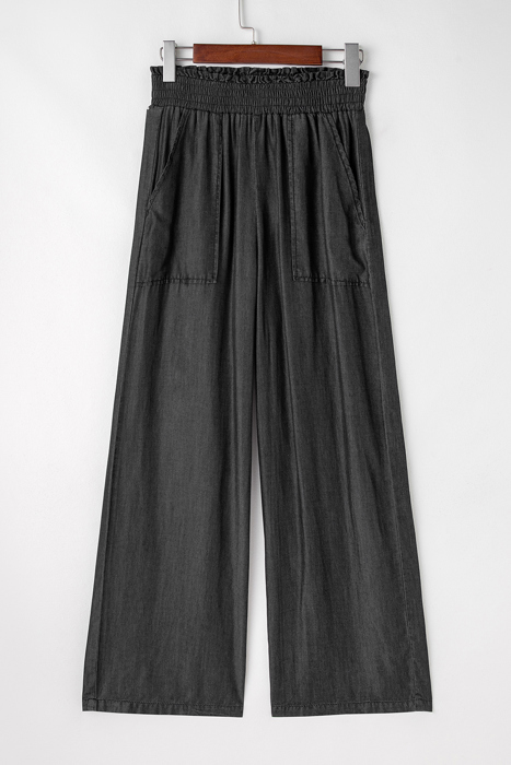 Side Pockets High Waist Wide Leg Lightweight Jeans-Like Pants | S-XXL