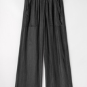  Side Pockets High Waist Wide Leg Lightweight Jeans-Like Pants | S-XXL