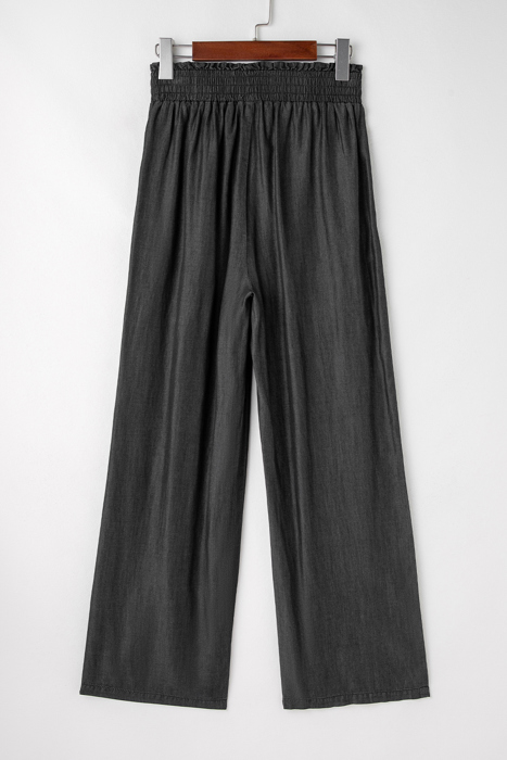 Side Pockets High Waist Wide Leg Lightweight Jeans-Like Pants | S-XXL