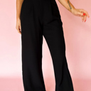 Pull On Pleated Detail High Elastic Waist Loose Straight Pants with Pockets | S- XL