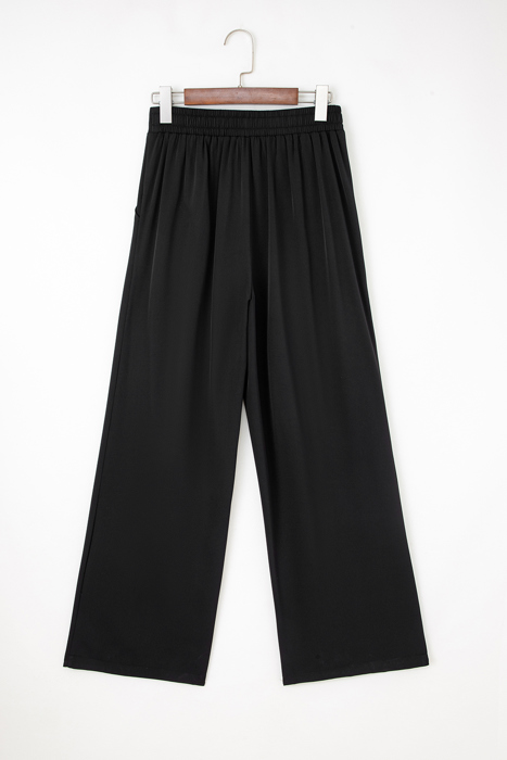 Pull On Pleated Detail High Elastic Waist Loose Straight Pants with Pockets | S- XL