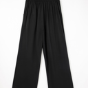  Pull On Pleated Detail High Elastic Waist Loose Straight Pants with Pockets | S- XL