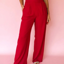  Pull On Pleated Detail High Elastic Waist Loose Straight Pants with Pockets | S- XL