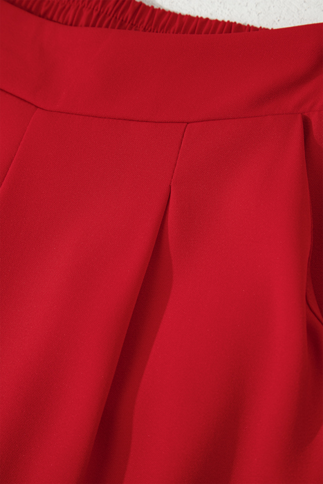 Pull On Pleated Detail High Elastic Waist Loose Straight Pants with Pockets | S- XL
