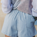  Striped Drawstring Elastic Waist Denim Shorts | S-XL