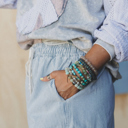  Striped Drawstring Elastic Waist Denim Shorts | S-XL