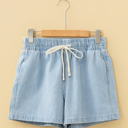  Striped Drawstring Elastic Waist Denim Shorts | S-XL