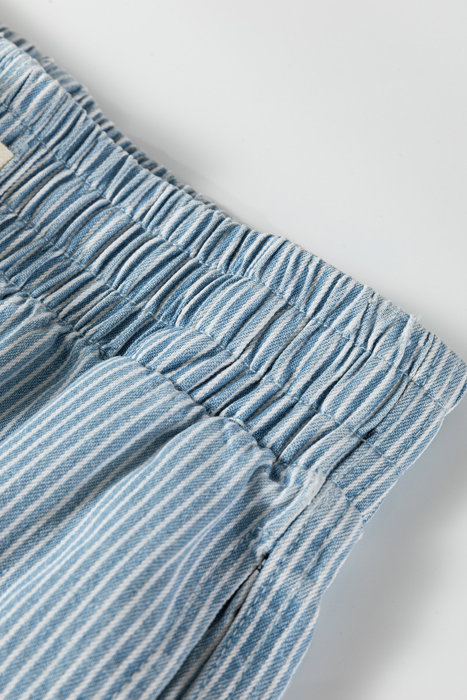 Striped Drawstring Elastic Waist Denim Shorts | S-XL
