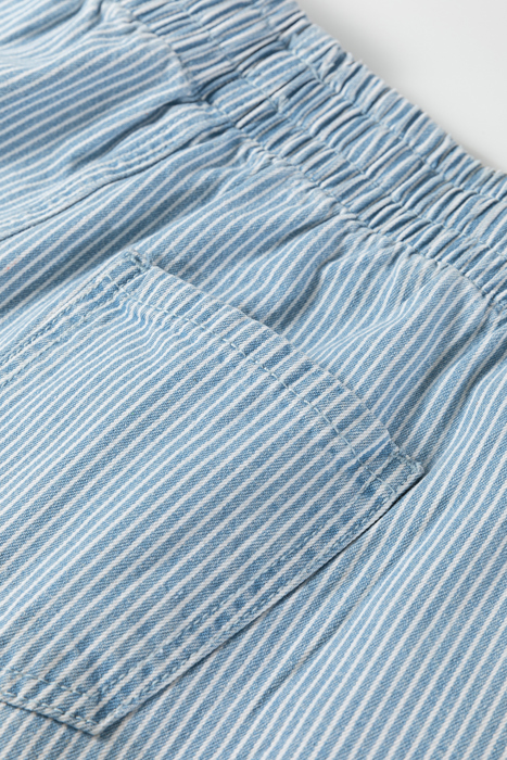 Striped Drawstring Elastic Waist Denim Shorts | S-XL