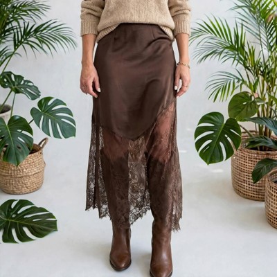 Serelle Patchwork Hem Lace Skirt | S-XL