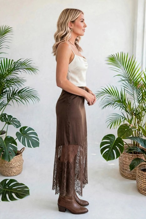 Serelle Patchwork Hem Lace Skirt | S-XL