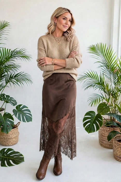 Serelle Patchwork Hem Lace Skirt | S-XL