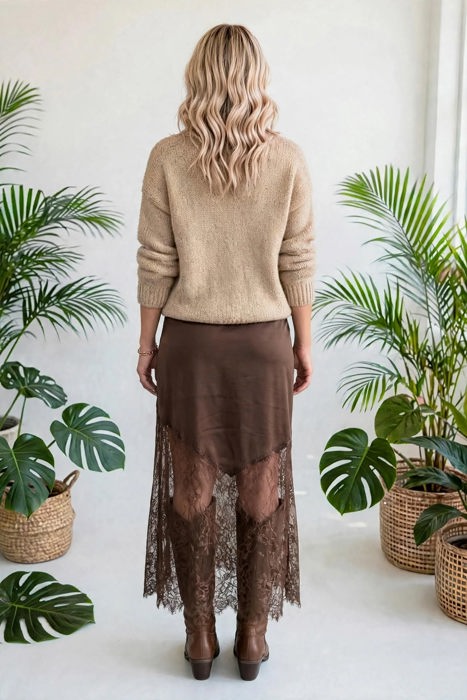 Serelle Patchwork Hem Lace Skirt | S-XL