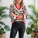 Leopard Print V-Neck Ribbed Sweater | S-XL