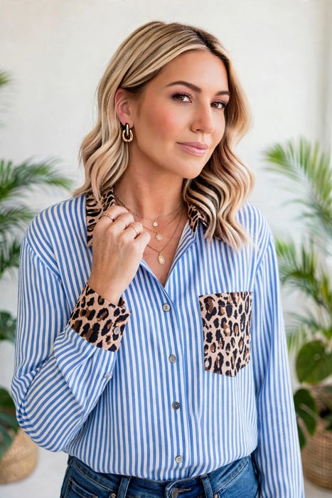 Safari Chic Patchwork Button Shirt | S-XL