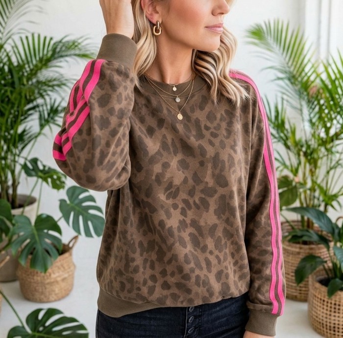 Spotted & Striped Cozy Pullover Sweatshirt | S-XL