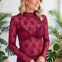  Autumn Bloom Sheer Lace Top | S-L