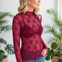  Autumn Bloom Sheer Lace Top | S-L