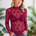  Autumn Bloom Sheer Lace Top | S-L