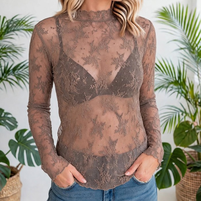 Autumn Bloom Sheer Lace Top | S-L