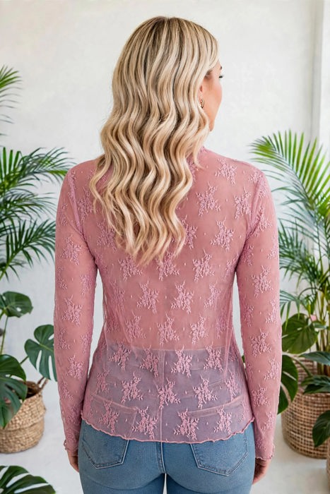 Autumn Bloom Sheer Lace Top | S-L