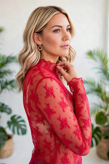 Autumn Bloom Sheer Lace Top | S-L