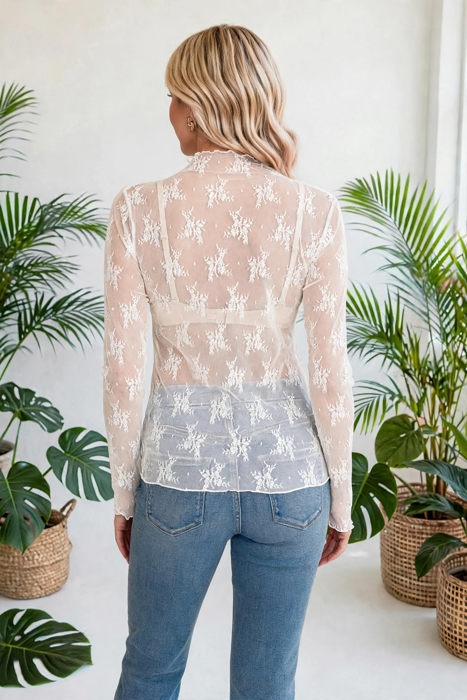 Autumn Bloom Sheer Lace Top | S-L