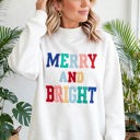  MERRY AND BRIGHT Cozy Letter Sweatshirt | S-XL