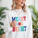  MERRY AND BRIGHT Cozy Letter Sweatshirt | S-XL