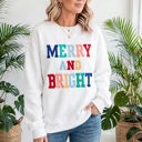 MERRY AND BRIGHT Cozy Letter Sweatshirt | S-XL