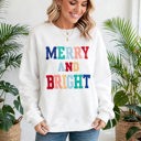  MERRY AND BRIGHT Cozy Letter Sweatshirt | S-XL
