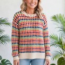  Polka Dot Striped Drop-Shoulder Sweater | S-XL