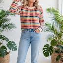  Polka Dot Striped Drop-Shoulder Sweater | S-XL