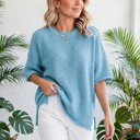  Vela Exposed Seam Detail Half Sleeve Sweater | S-XL