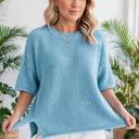  Vela Exposed Seam Detail Half Sleeve Sweater | S-XL
