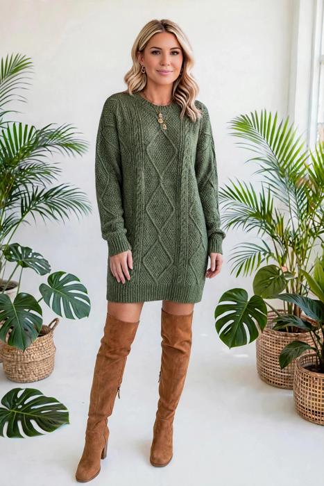 Cozy Cable Knit Sweater Dress | S-XL