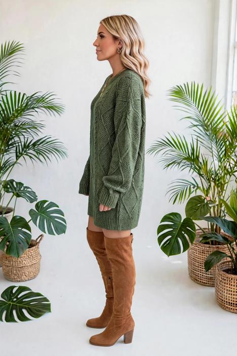 Cozy Cable Knit Sweater Dress | S-XL