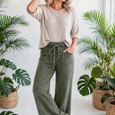  Washed Seam Drawstring Leg Flare Pants | S-XL